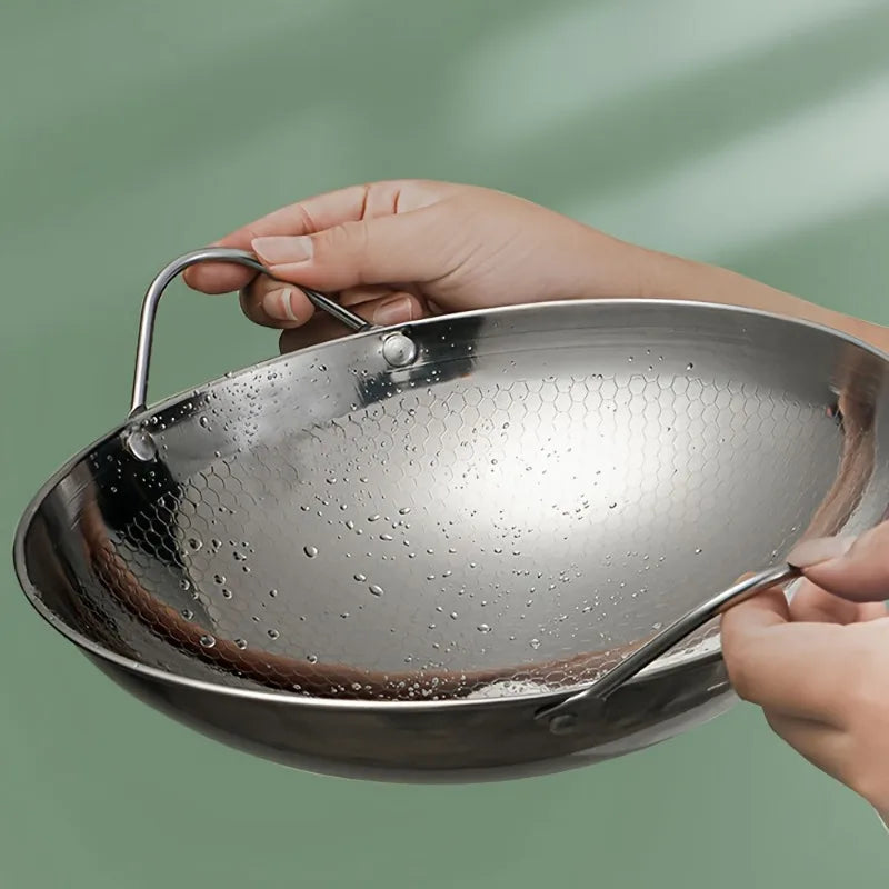 Stainless Steel Honeycomb Skillet Non-stick Handle Scratch-resistant Zpaxo