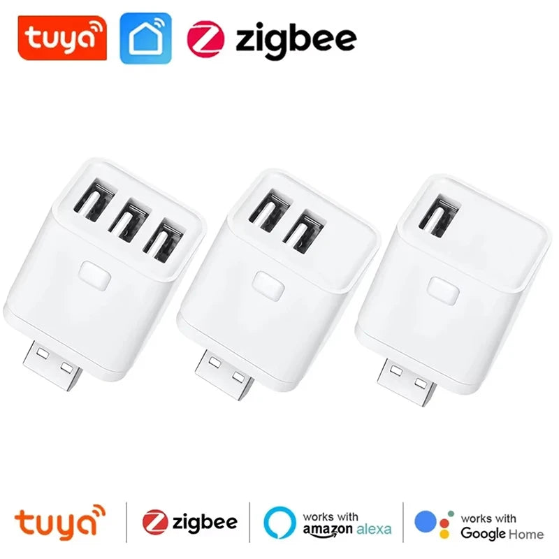 WiFi Zigbee Tuya USB Adapter 1/2/3 Gang DIY Switch 5V WiFi Mini USB Power Adapter Works with Alexa Google Alice For Smart Home Zpaxo