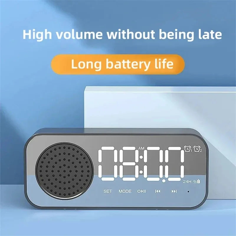 Bluetooth Wireless Audio Office Alarm Clock Mini LED Mirror Digital Zpaxo
