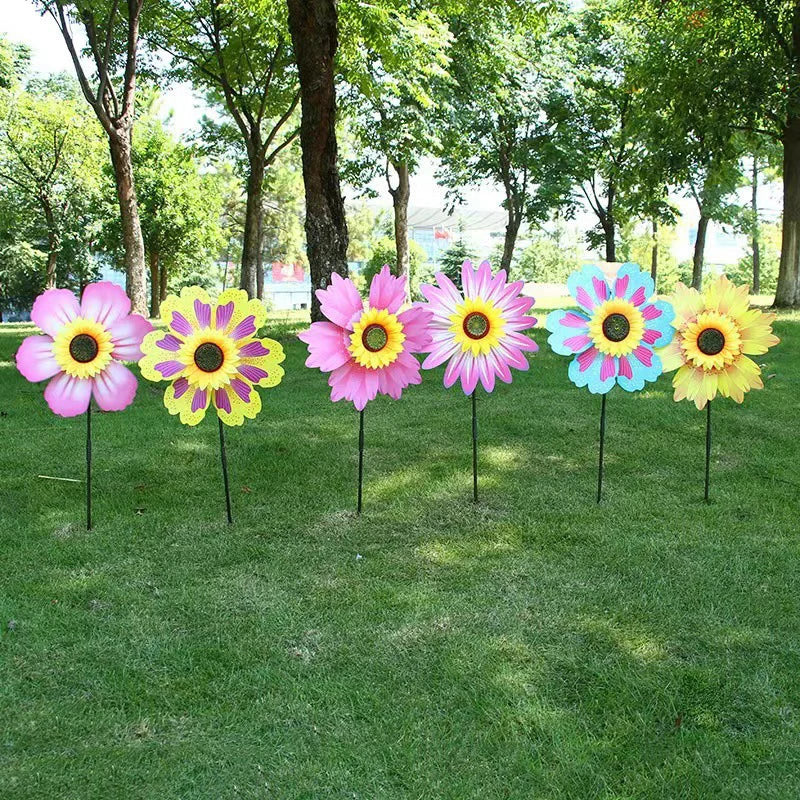 Sunflower Windmill Rotating Wind Spinner Stake Standing Lawn Flower Zpaxo