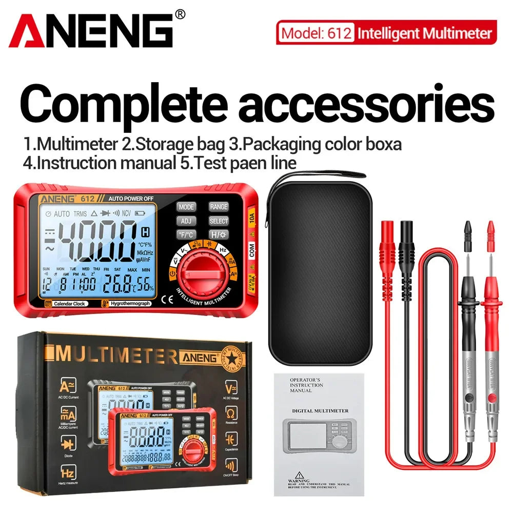 Smart Digital Multimeters Professional 2 in1 AC DC Current Voltage Zpaxo Red