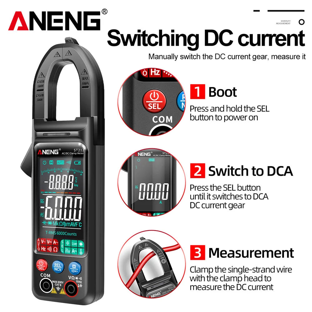 DC AC Current Digital Clamp Meter 6000 Counts 400A Amp Multimeter Zpaxo