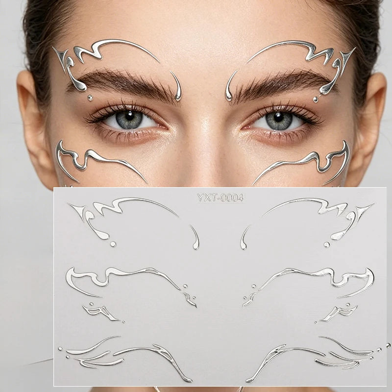 Colorful Eyes Makeup Stickers Laser Temporary Tattoo Eye Liner Brows Face Art Sticker Decals Halloween Festival Party Decoration Zpaxo YXT-004-1Pc
