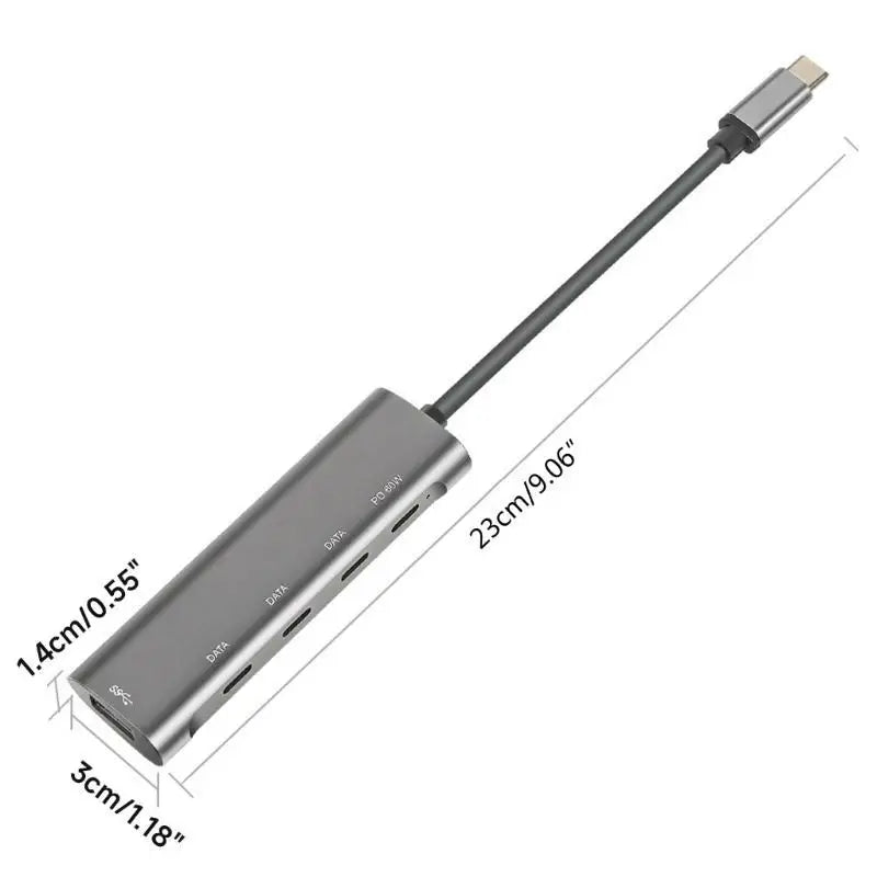 652F 5Gbps USB C Hub USB C Splitter USB C to USB C/USB Type C PD60W Multiport Adapter for Laptop Cellphone Tablet Zpaxo