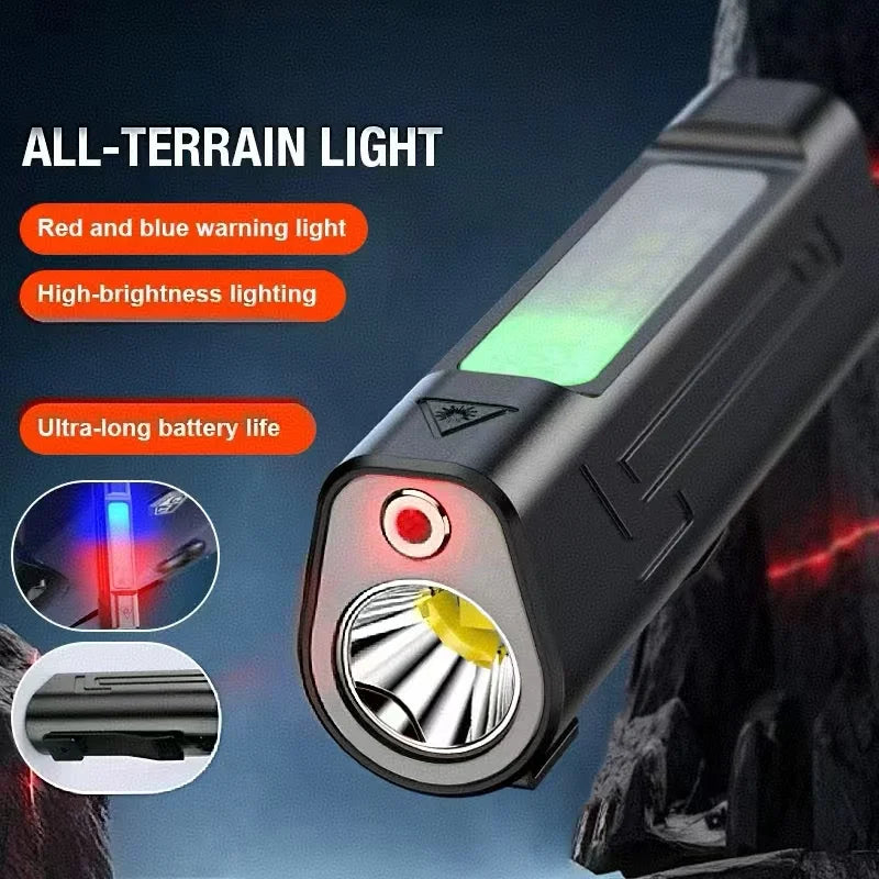 Power Portable Flashlight Multifunctional Work Light Clip Bright Zpaxo 1pc Red