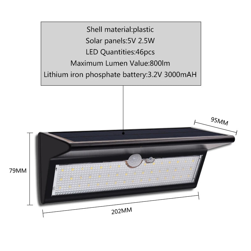 Outdoor Solar Light Waterproof Motion Sensor LED 4 Modes Garden Wall Zpaxo