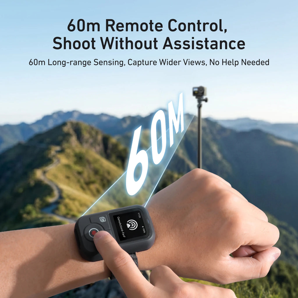60M Small BT Remote Control Wrist Strap Waterproof Sports Camera RC Zpaxo