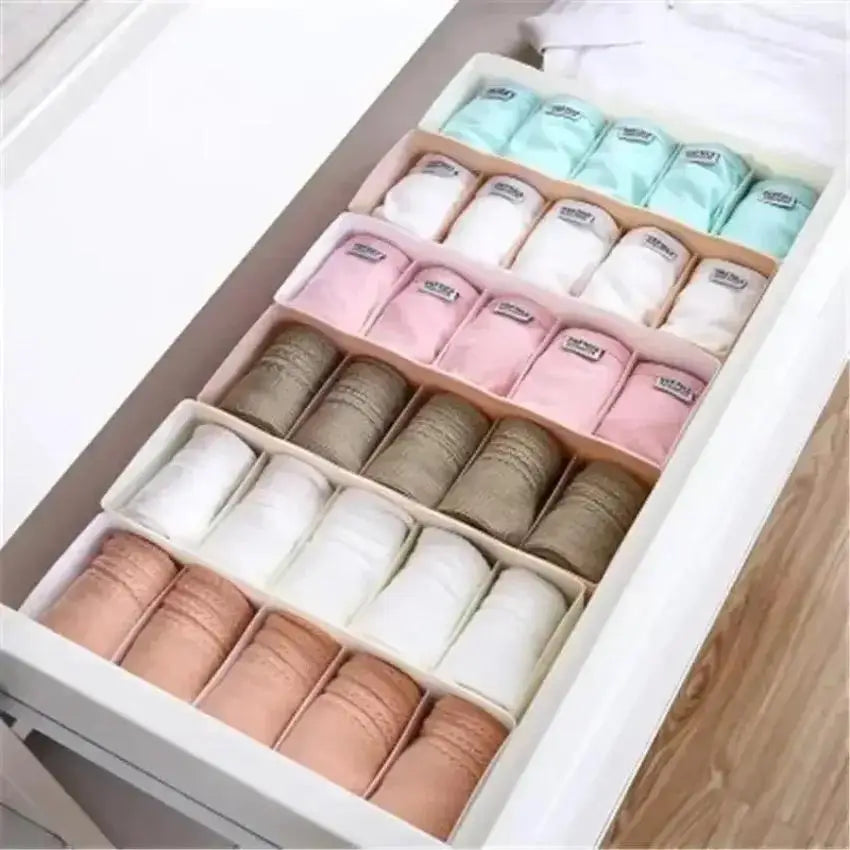 1 Underwear Sock Organizer Box 5 Compartment Clear Stackable Drawer Zpaxo