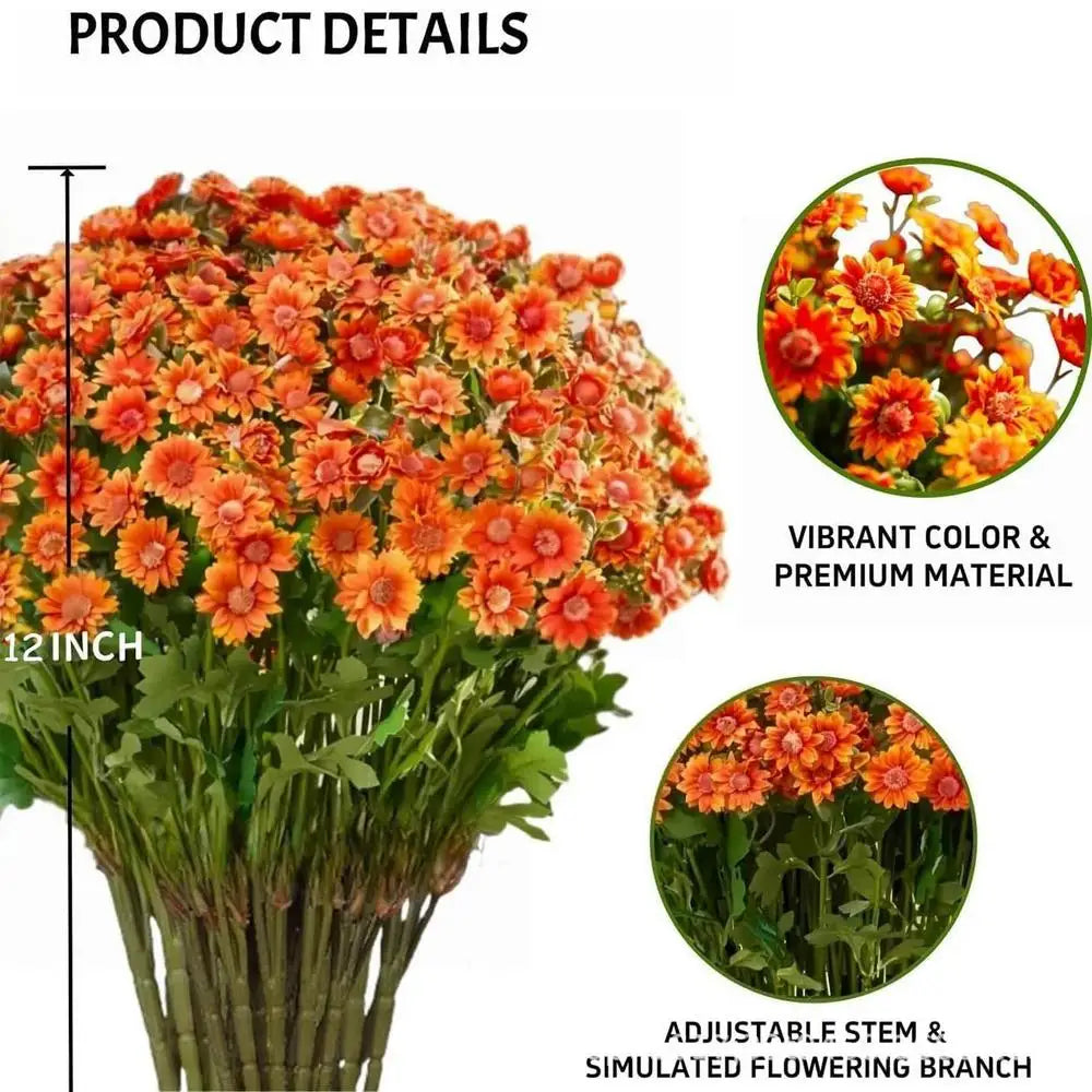 Artificial Mums Outdoors 10-Bundle Outdoor Sunset Fall Flowers Zpaxo Orange China Mainland