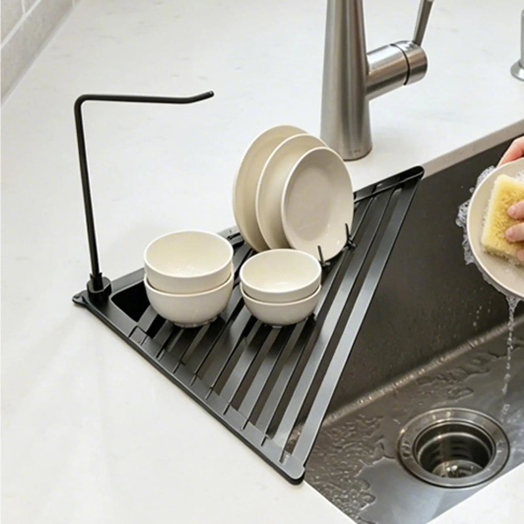Dish Rack Foldable Metal Triangle Rustproof Stand Drainers Sink Zpaxo