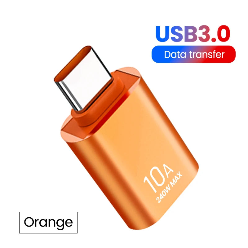 USB 3.0 Type C Adapter USB Female To Type C Male For Xiaomi Redmi Oppo Vivo Portable Data Sync Accessory Phone Laptop Small Plug Zpaxo Type-c to USB Orange