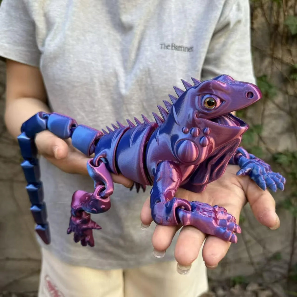 Flexible Jointed 3D Printed Chameleon Statue Rich Expressive Eyes Zpaxo PURPLE