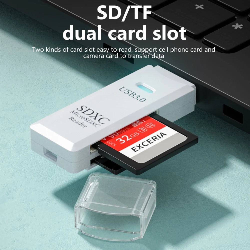 2 In 1 USB 3.0 2.0 Micro SD TF Card Reader High Speed Data Transmission up to 5Gbps Compatibility Multiple for PC Laptops Camera Zpaxo