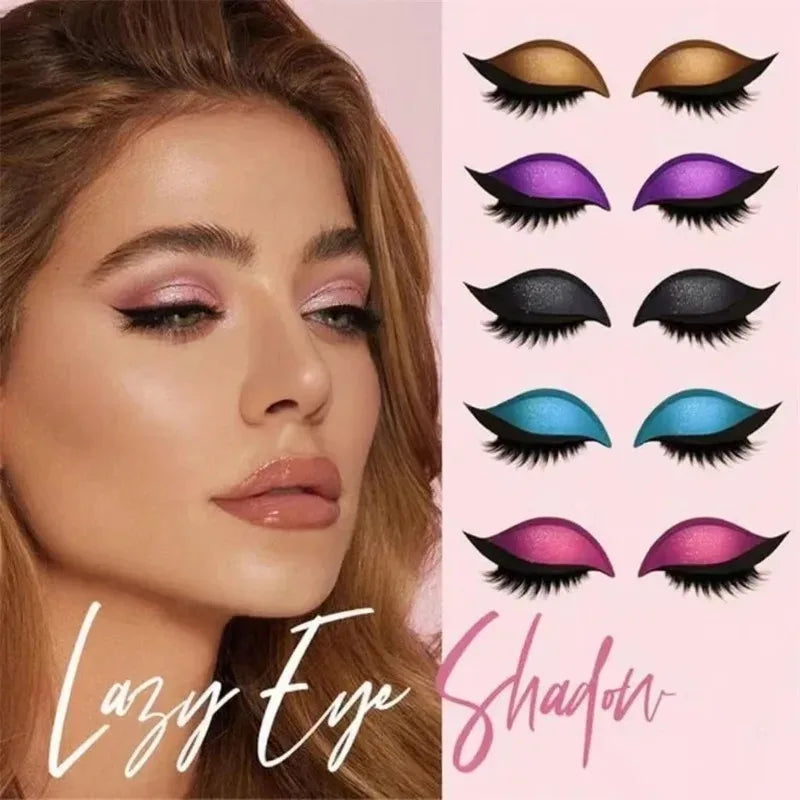 1/2 Pair Reusable Lazy Eye Shadow Eyelash Patch 2-In-1 Eyes Makeup Sticker With False Lashes &Eyeshadow Waterproof Cosmetic Tool Zpaxo