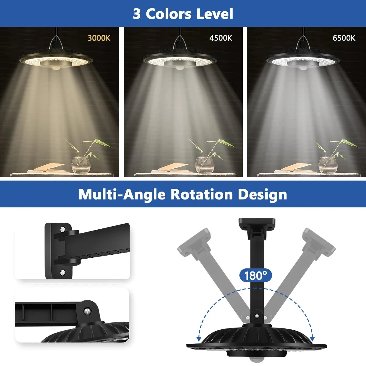 Solar Light Indoor Outdoor Shed Rotation Design Waterproof 5 Modes Zpaxo