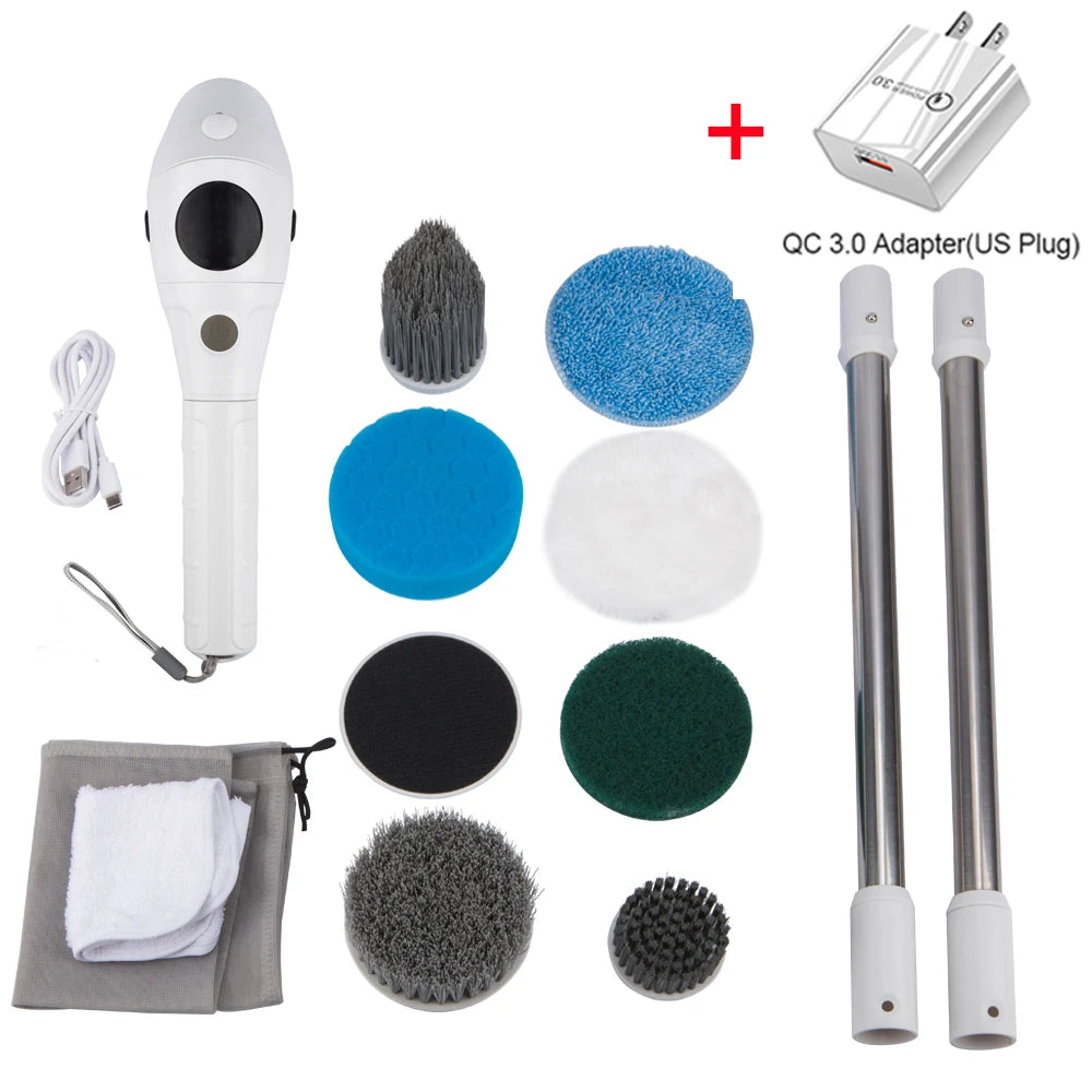 Electric Cleaning Brush 1 Multifunctional Household Wireless Zpaxo White US Plug
