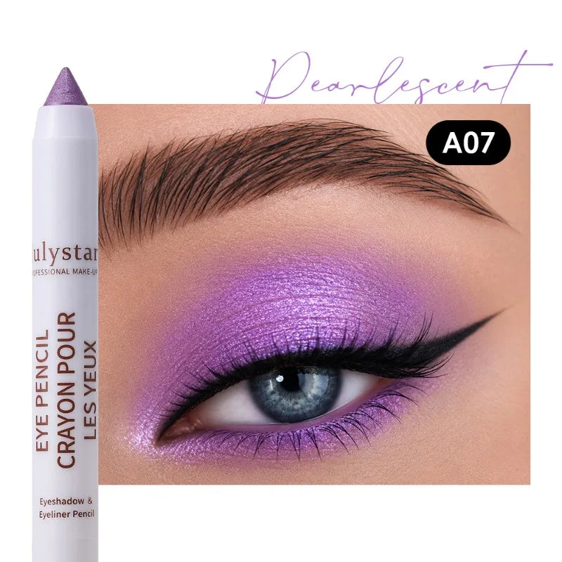 17 Colors Pearly Matte Eyeshadow Stick Crayon Makeup Smudge-Proof & Waterproof High Pigmented Shimmer Eyeshadow Eyeliner Pencil Zpaxo A07