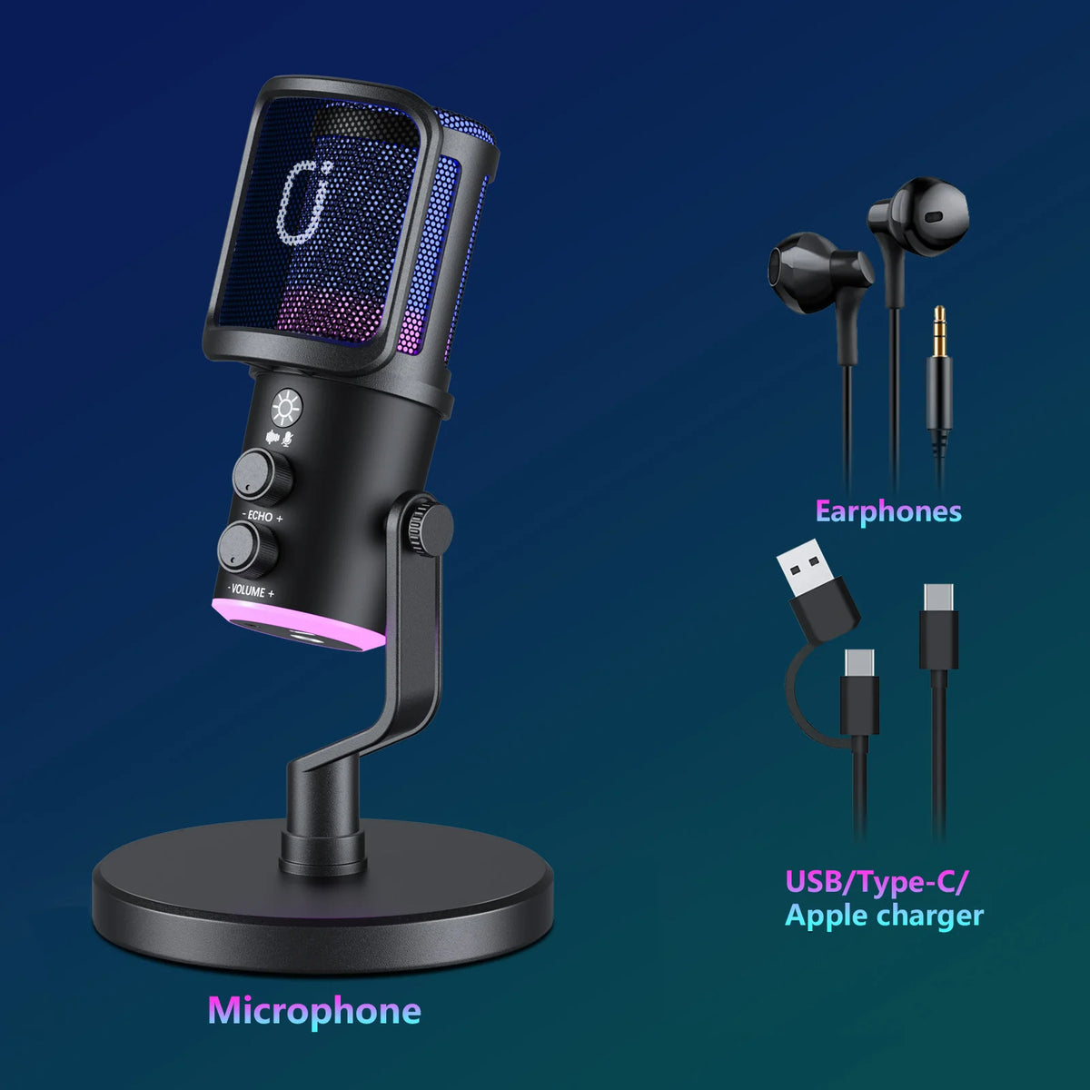 USB XLR Dynamic Microphone Podcast Recording Computer Gaming Zpaxo