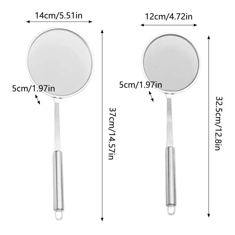 2 Fat Skimmer Spoon Fine Mesh Strainer Long Handle Oil Filter Pot Zpaxo A