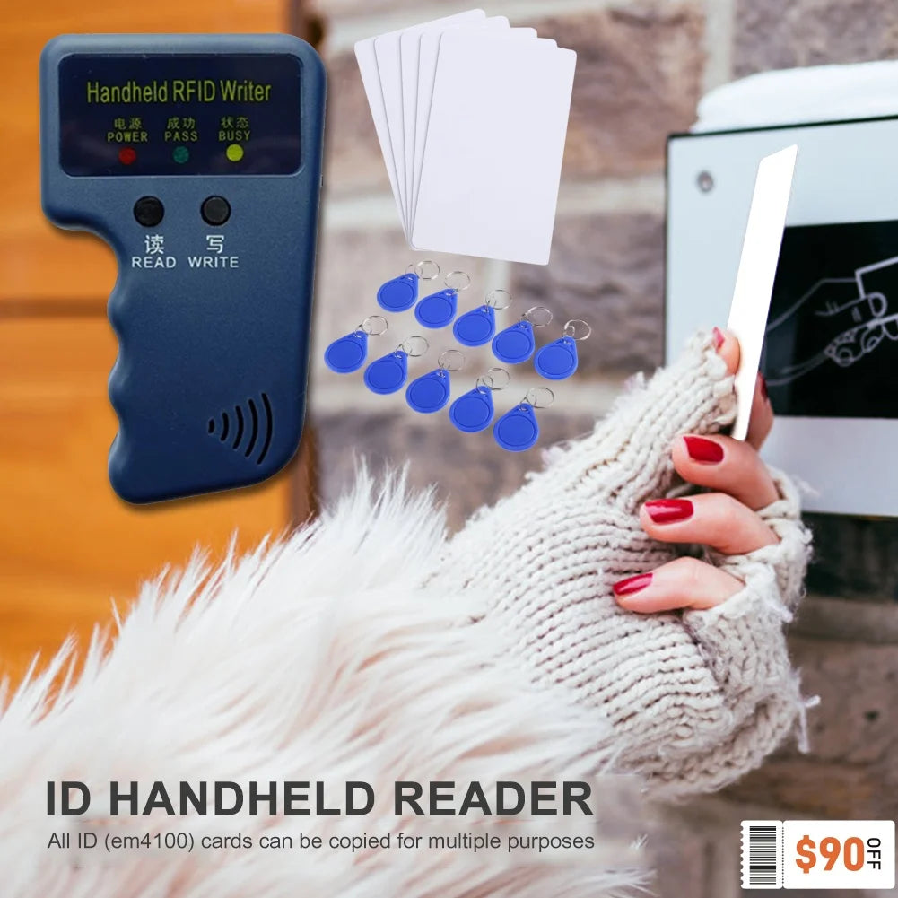 Handheld RFID ID EM4100 Card Copier 125khz Reader Writer Programmer Zpaxo