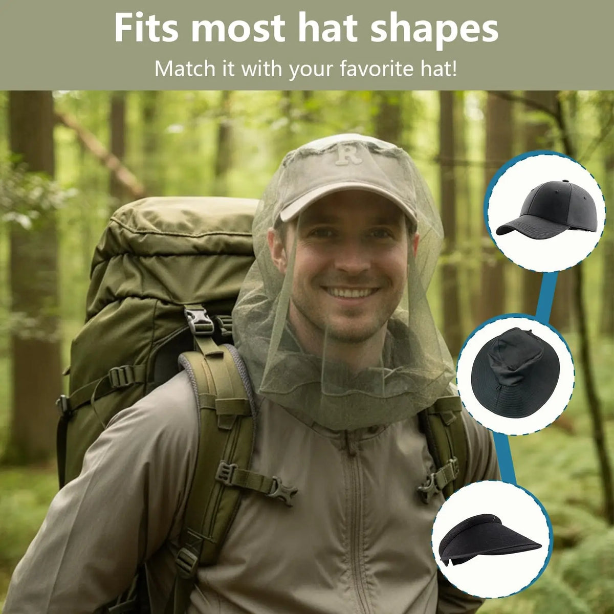 Outdoor Fishing Night Mosquito Net Hat Unisex Breathable Sun Zpaxo