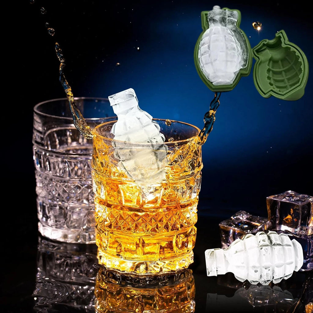 1 2 Sets 3D Grenade Shape Silicone Ice Cube Mold Reusable Easy Zpaxo