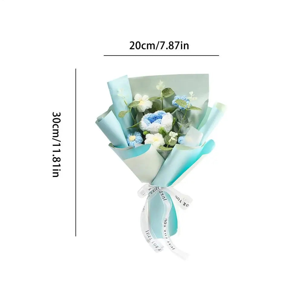 Crochet Flowers Handmade Graduation Bouquet Knitted Wool Bride Zpaxo D