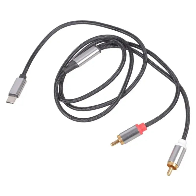 652F PVC Type C to 2RCA Auditory Cable for Outdoor Use and Frequent Handling Zpaxo