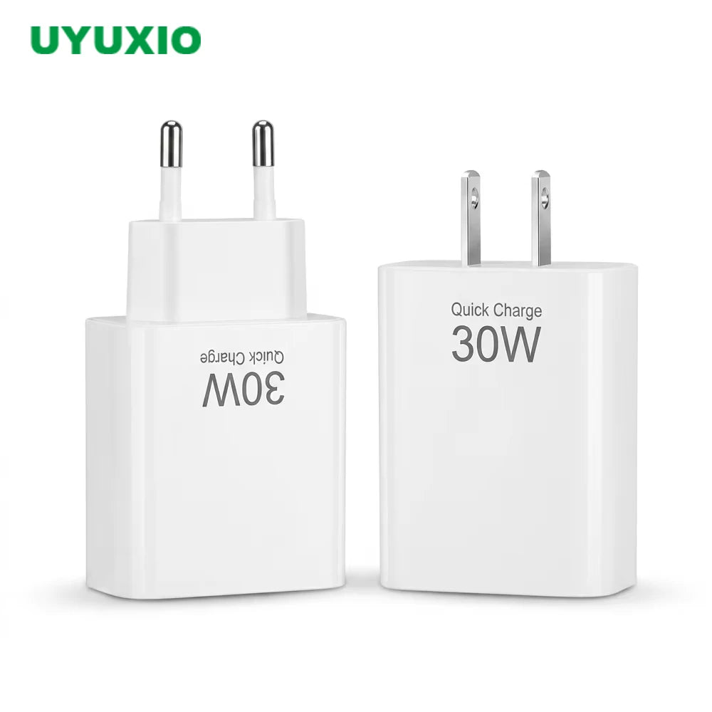 UYUXIO 30W USB C Fast Charger Dual Port US EU Plug Wall Adapter Zpaxo