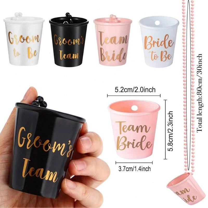 Team Bride Cups Be Plastic Shot Glasses Necklace Wedding Bridal Zpaxo