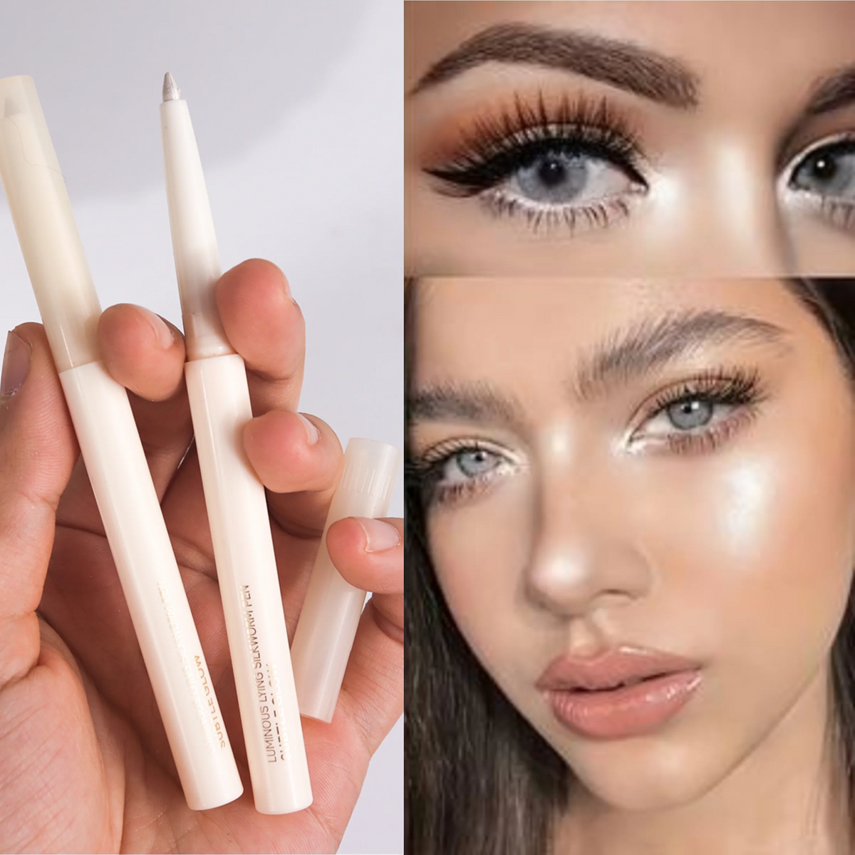 1PC Long-Lasting Waterproof & Highlighting Eyeshadow Stick - Matte & Shimmer Finish, Smooth Glittery White Eyeliner Pencil Zpaxo