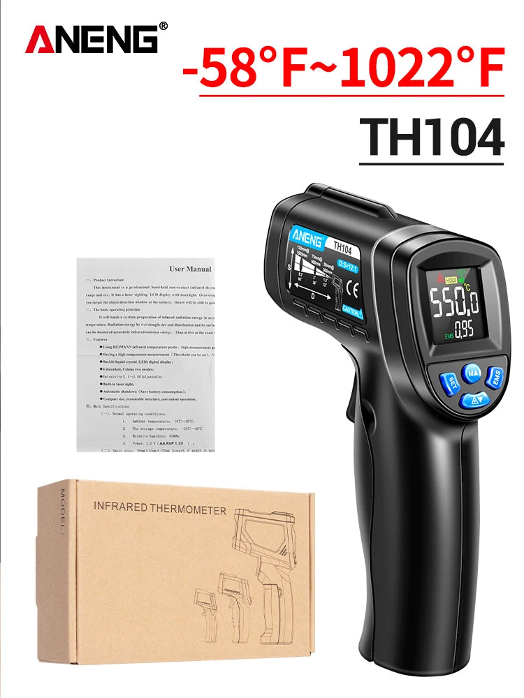 ANENG TH104 Infrared Handheld Temperature Gun 50 550 IR Laser Sensor Zpaxo TH104
