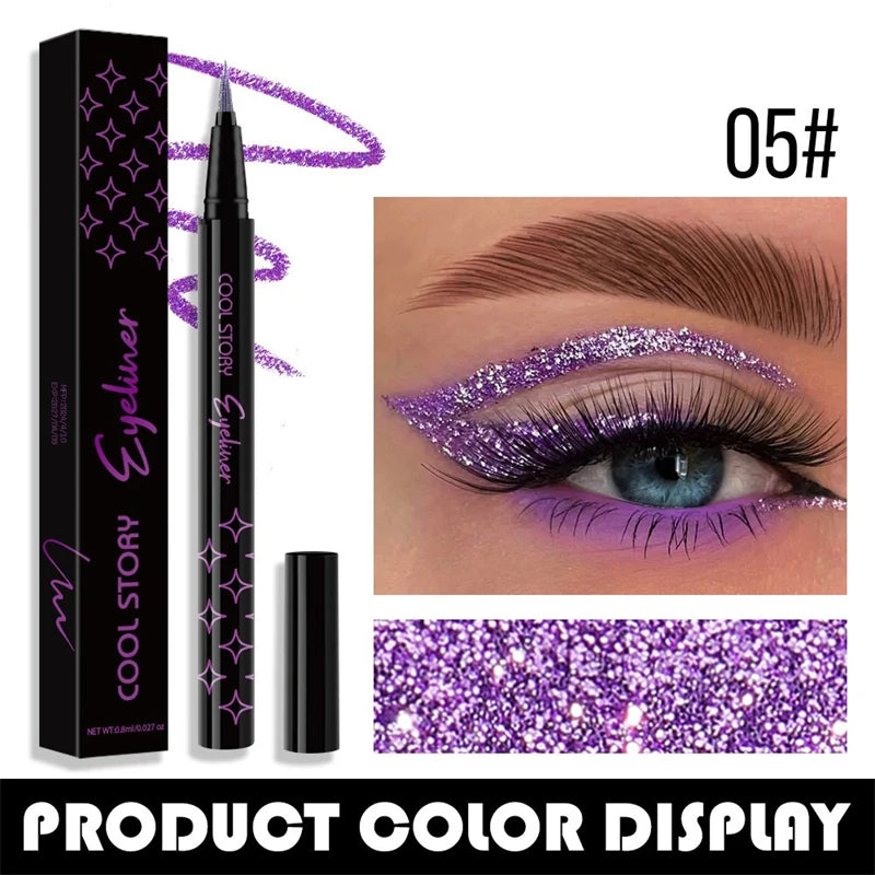 7Colors Glitter Eyeliner Long Lasting Eyeshadow Eyeliner Waterproof Liquid Eyeliner Non-smudge Holiday Parties Makeup Cosmetics Zpaxo 05