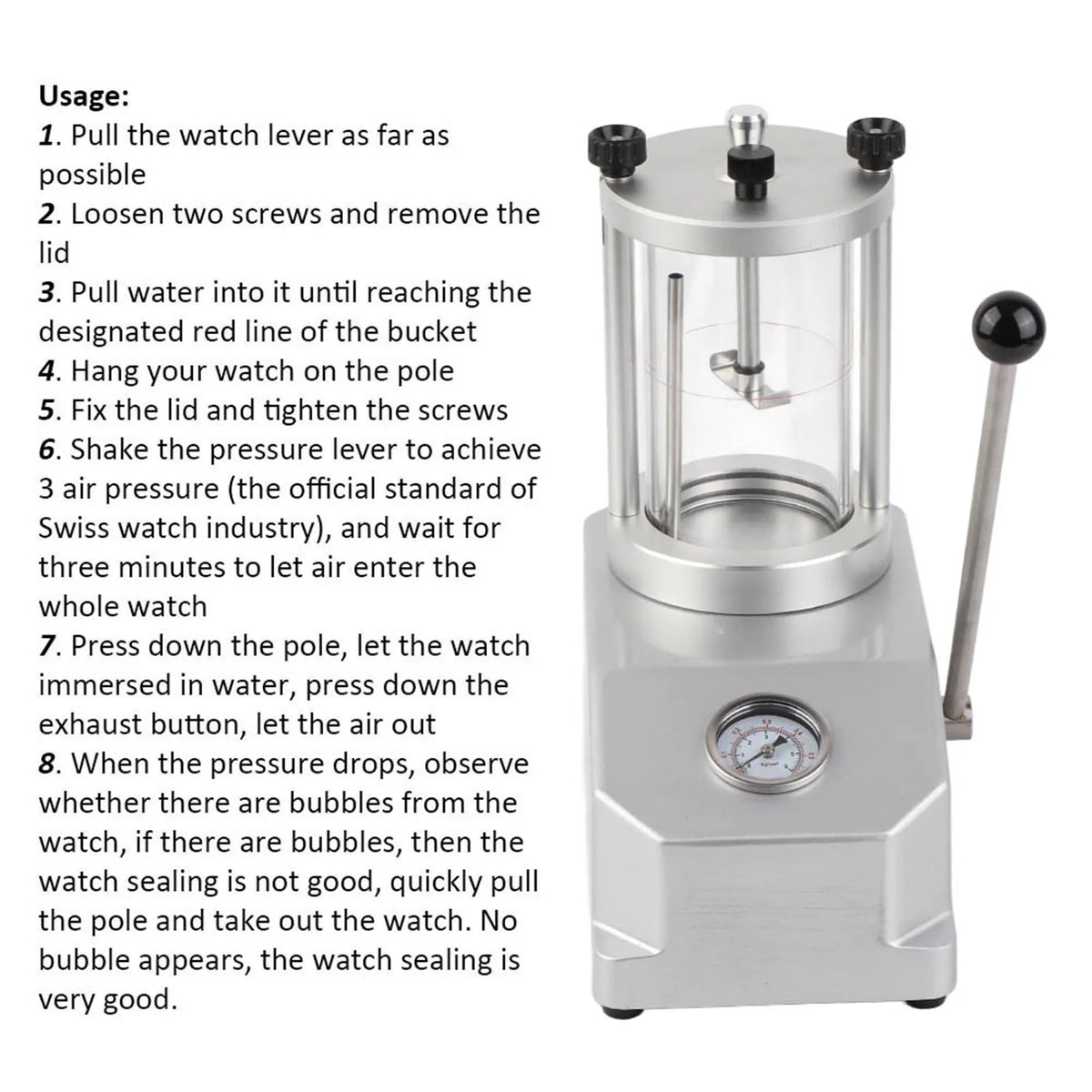 Watch Pressure Tester Water Resistant Tool 6 ATM 2 Watches Case Zpaxo