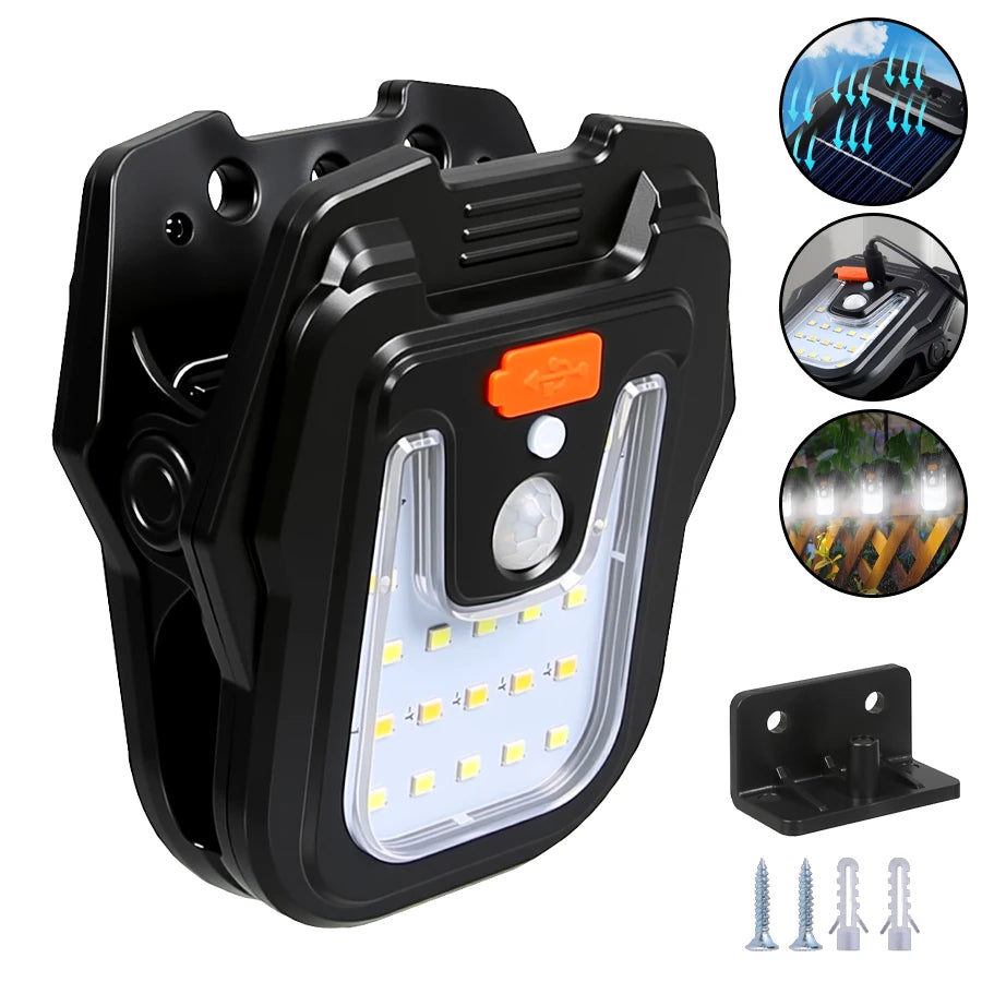 Solar Sensor Motion Light Clip Lawn Waterproof Work 3 Modes Outdoor Zpaxo Y253