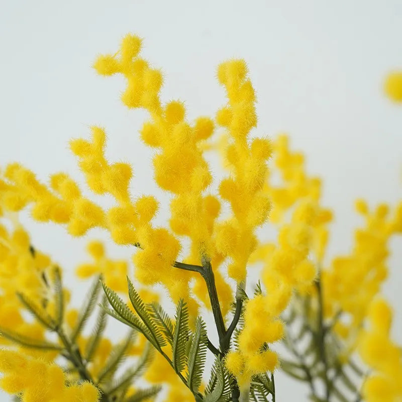 Fake Acacia Artificial Flowers Yellow Mimosa Spray Cherry Fruit Zpaxo