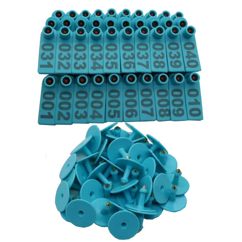 No 1-500 Sheep Ear Tag Signs Word Laser Typing Copper Head Earrings Zpaxo blue 001a100
