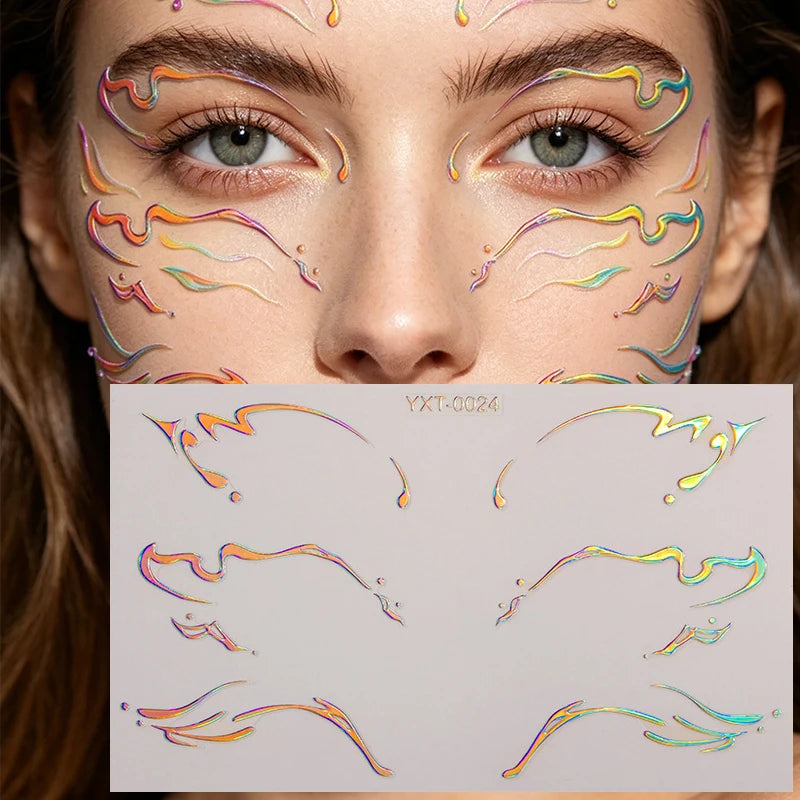 Holographic Laser Eye Makeup Stickers – Eyeliner & Face Art