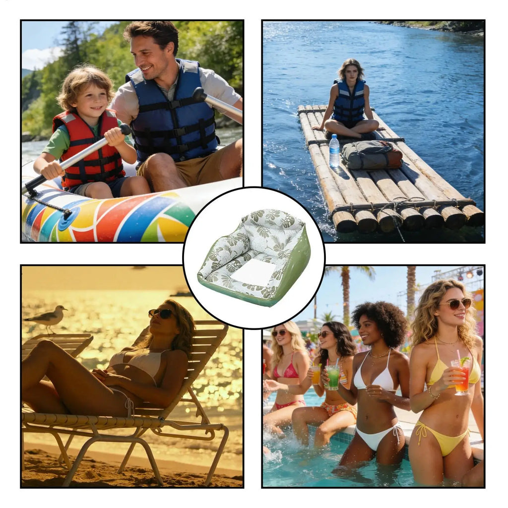 Pool Rafts Adults Inflatable Lounger Ergonomic Headrest Floating Zpaxo