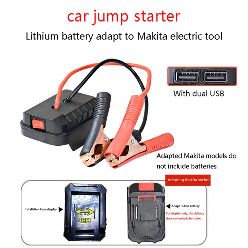 Black Red Igniter Jump Starter Lithium Battery Booster Cable Adapter Zpaxo A4