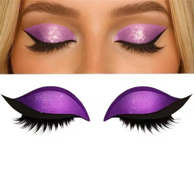 1/2 Pair Reusable Lazy Eye Shadow Eyelash Patch 2-In-1 Eyes Makeup Sticker With False Lashes &Eyeshadow Waterproof Cosmetic Tool Zpaxo Purple