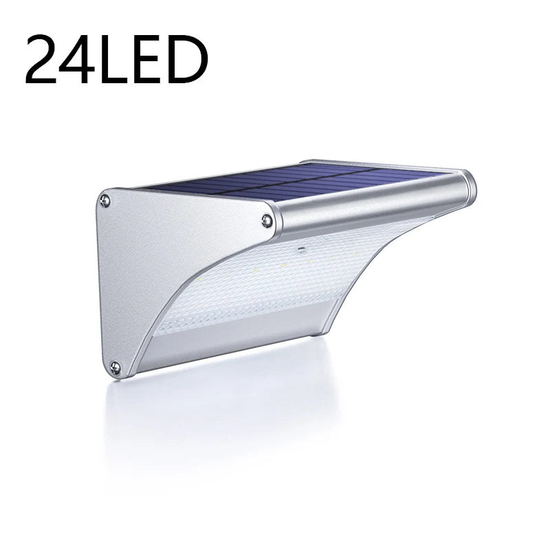 Outdoor Solar Wall Flood Light Motion Sensor Waterproof Aluminum LED Zpaxo 24LED-Silver Warm White China Mainland