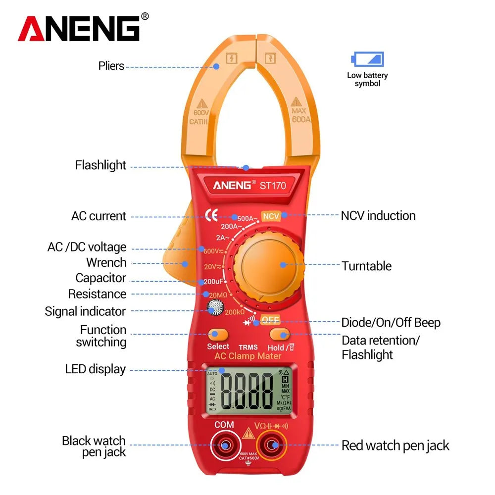 Clamp Meters Measuring AC DC Voltage Current Resistance Capacitance Zpaxo