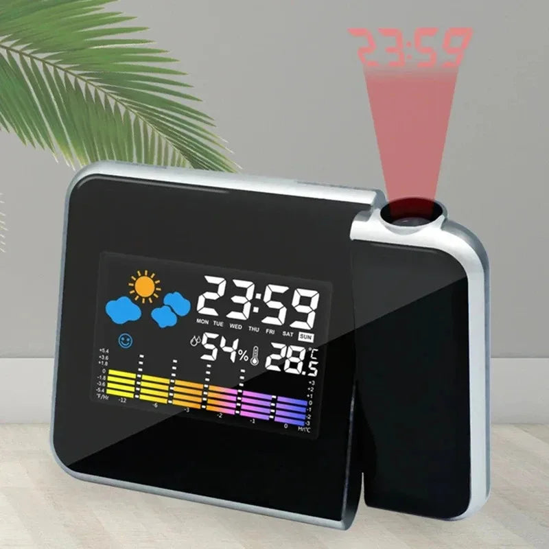 LED Rotating Projection Digital Alarm Clock Screen Night Light Smart Zpaxo