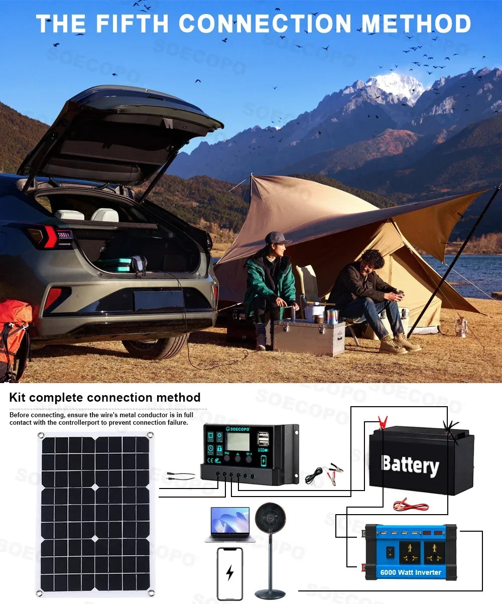 6000W Solar System Complete 12V 110V 220V 100A Controller 500W Panel Zpaxo