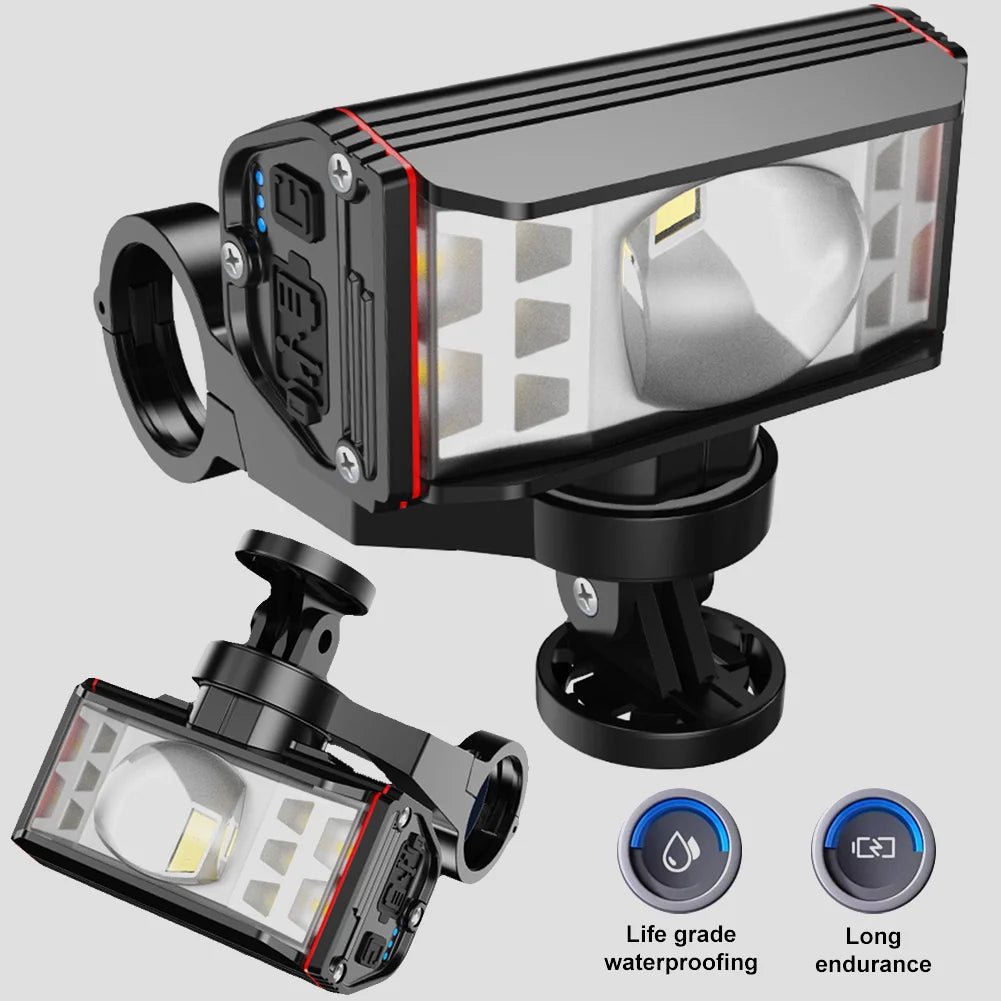 LED Bicycle Front Light USB Rechargeable Headlight 5200mAh 2600mAh Zpaxo