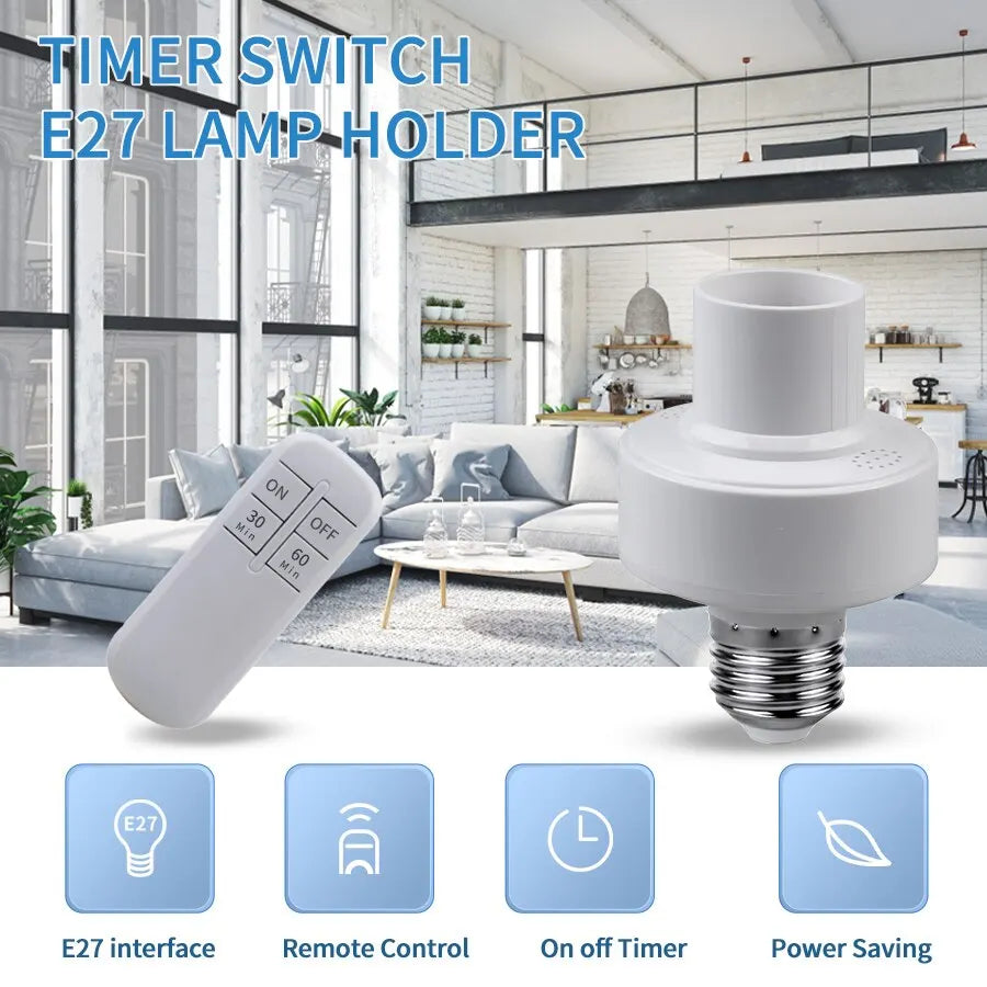 E27 Wireless Remote Control Light Socket Lamp Holder 20M Range For LED Bulbs Lamp Socket Wireless Light Switch Kit AC 110V 240V Zpaxo