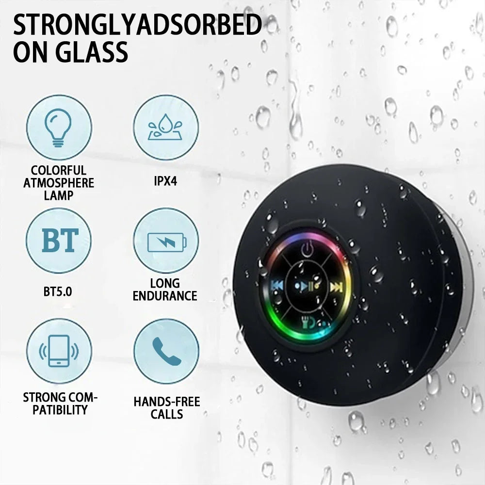 Mini Bluetooth Speaker Shower Subwoofer Waterproof Handsfree Loudspeaker With Suction Cup Mic For Bathroom Pool Beach Car Phone Zpaxo