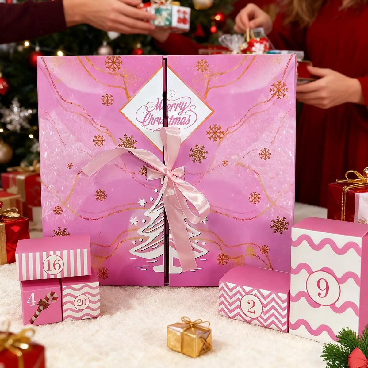 Reusable Calendar Advent 24-Grid Christmas Countdown Refillable Zpaxo
