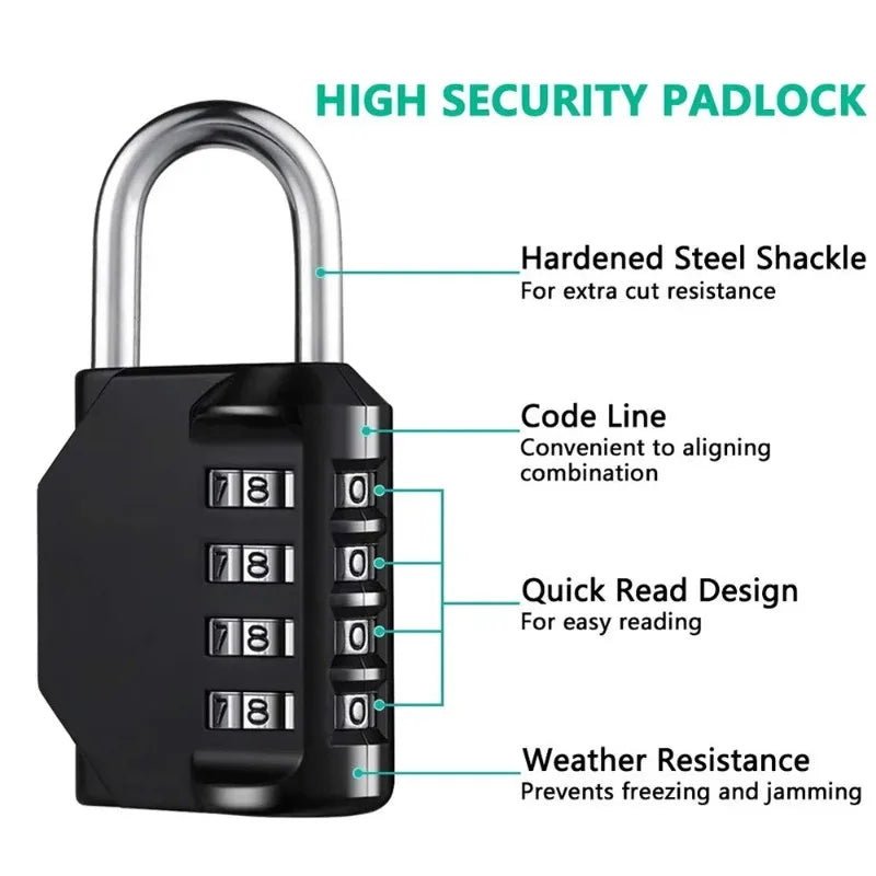 4-Digit Combination Padlock Weatherproof Lock Gym School Locker Zpaxo